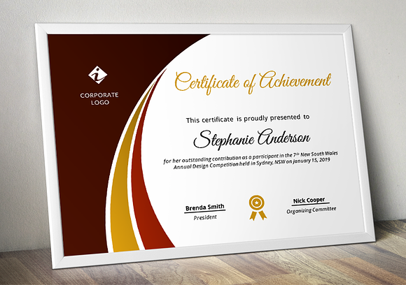 Modern Certificate Template (pptx) in Stationery Templates - product preview 4