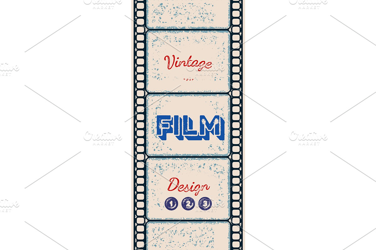Grungy poster with letterpress styled film strip in Textures - product preview 8