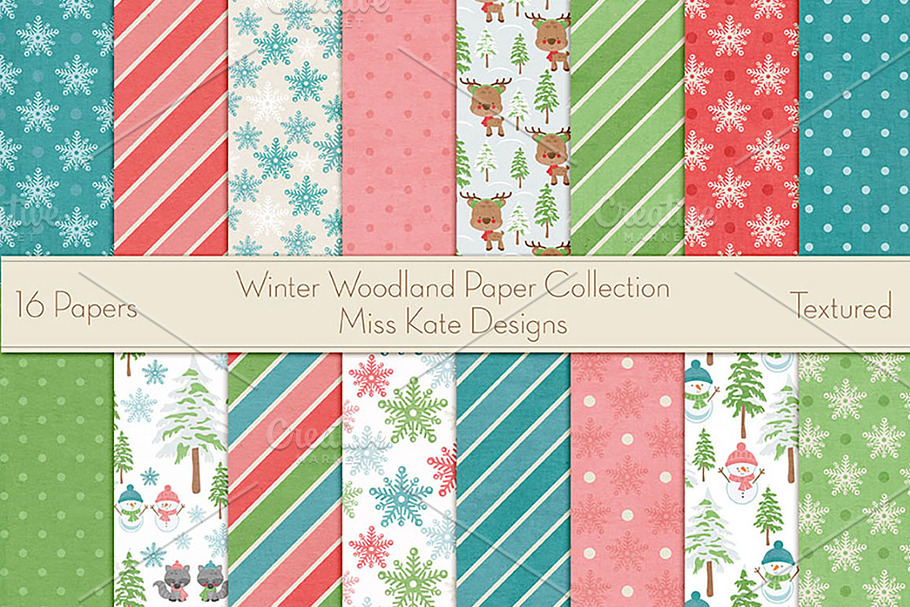 Winter Wood Digital Paper Collection