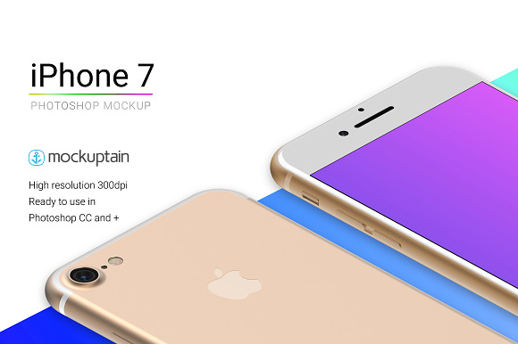 Iphone 7 Mockup White Gold Isometric in Mobile & Web Mockups - product preview 1