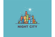 Night city line panorama