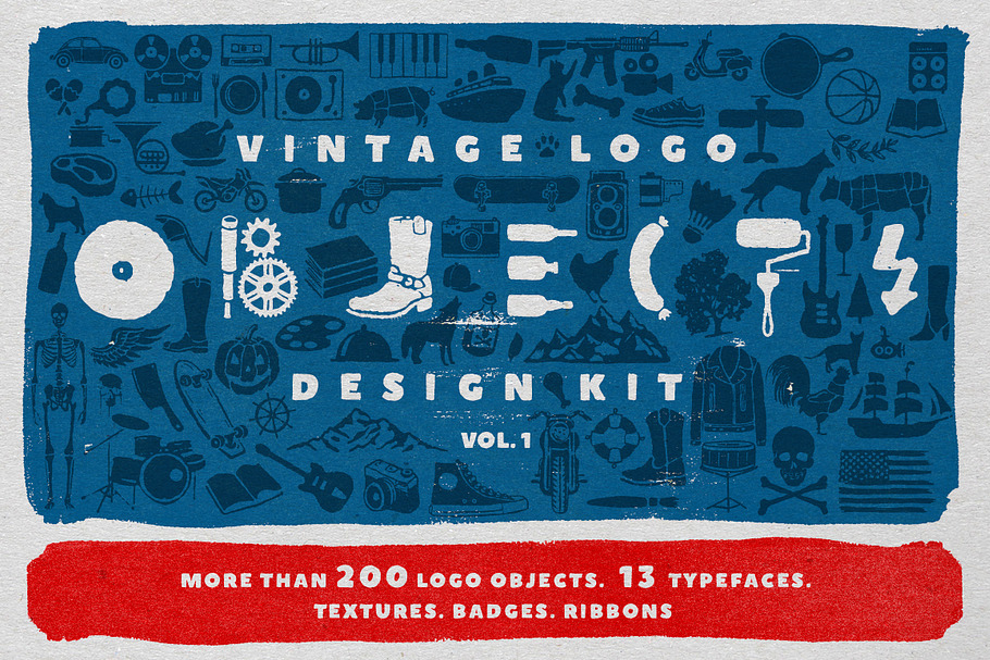 Objects + Fonts • Vintage Logo Kit