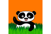 Happy panda smiling and waving