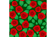 Seamless pattern with roses and leaves