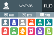 60 Avatars Flat Round Corner Icons
