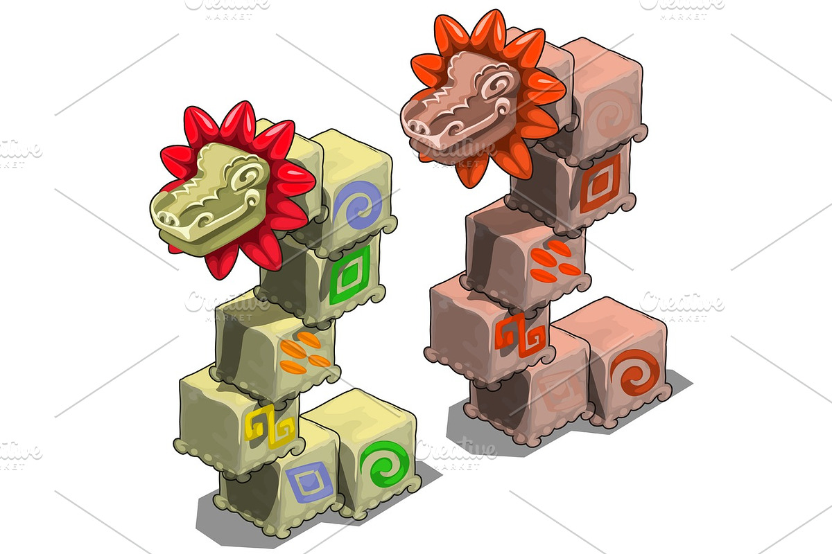 Stone cubes with heads of dragons in Illustrations - product preview 8
