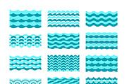 Blue water wave tiles set