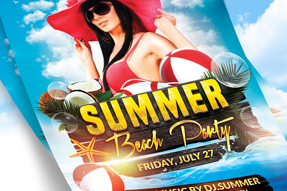 Summer Beach Party Flyer Template v2 in Flyer Templates - product preview 1