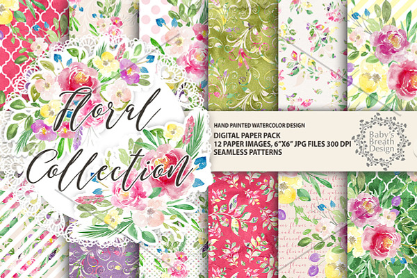 Floral collection digital paper pack