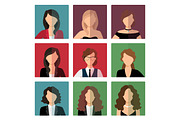 Adult women avatar icons set