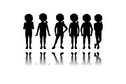 Girl black silhouettes with reflection