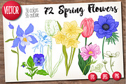 72 Spring Flowers Set