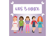 Kids banner with girls