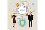 Startup concept illustration with business people