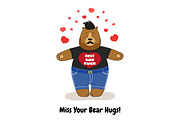 Cute Father's Day card with Dad Bear waiting for hugs