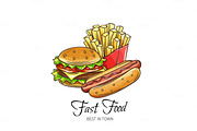Fast food hand drawn banner.
