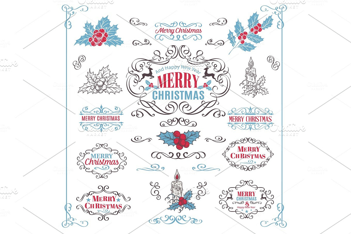 Christmas Calligraphic Retro Design Elements in Objects - product preview 8