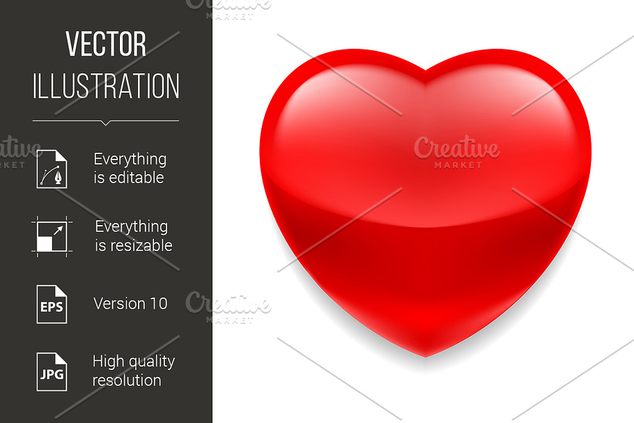 Red glass heart in Graphics - product preview 8