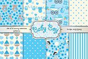 baby boy seamless vector pattern set