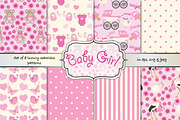 Baby girl seamless vector patterns