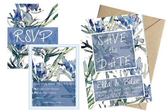 Iris & Thistle Wedding Stationery in Wedding Templates - product preview 2