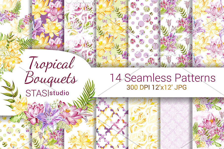 Summer Flowers Digital Paper Pack in Patterns - product preview 8