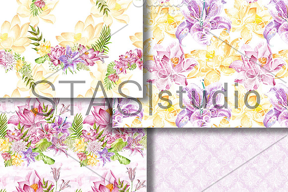 Summer Flowers Digital Paper Pack in Patterns - product preview 1