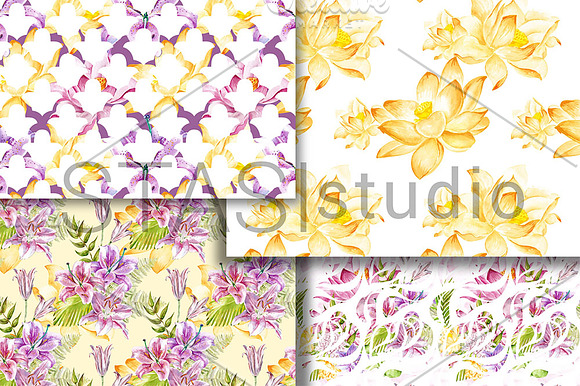 Summer Flowers Digital Paper Pack in Patterns - product preview 3
