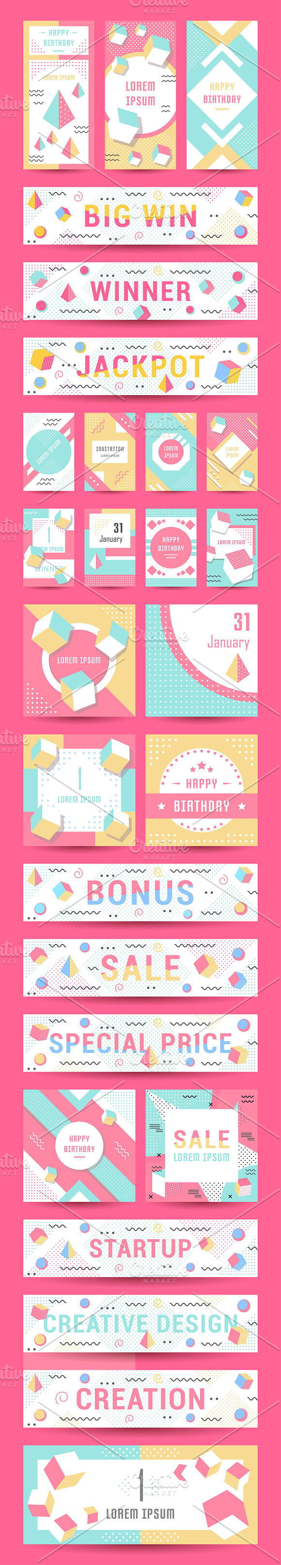 27 Retro Card templates. in Postcard Templates - product preview 2