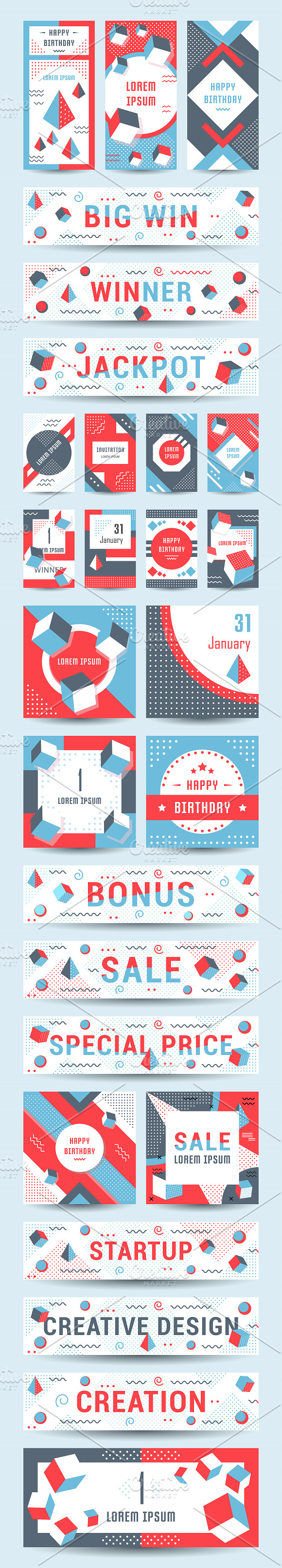 27 Retro Card templates. in Postcard Templates - product preview 3
