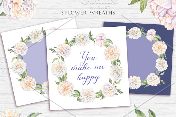 White Peonies-Watercolor Set in Illustrations - product preview 2