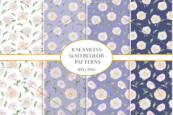 White Peonies-Watercolor Set in Illustrations - product preview 5