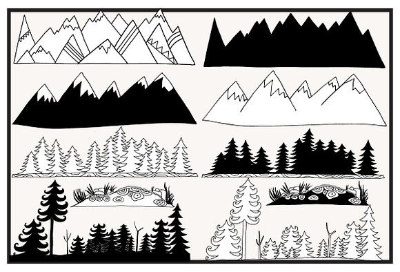 Hand Drawn Zen Mountain Clip Art in Illustrations - product preview 3