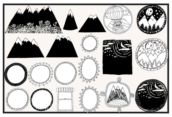 Hand Drawn Zen Mountain Clip Art in Illustrations - product preview 7