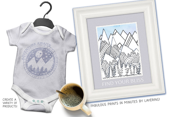 Hand Drawn Zen Mountain Clip Art in Illustrations - product preview 8