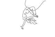 line drawing. Jumping woman