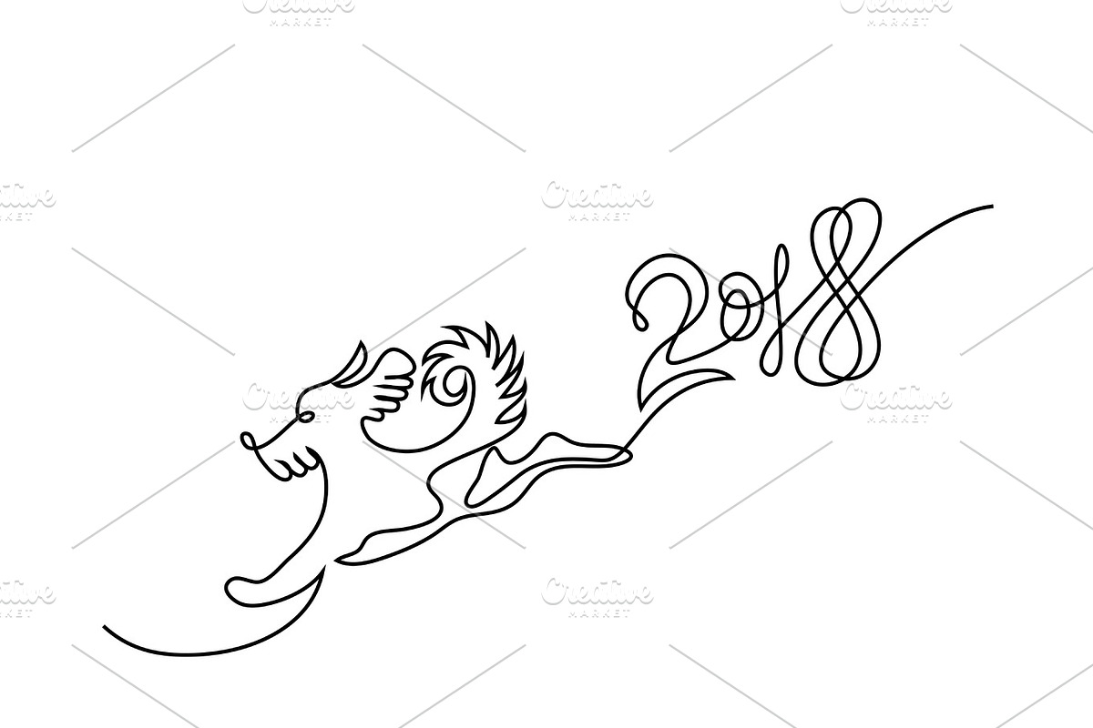 Happy New Year 2018 continuous line in Objects - product preview 8