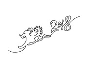 Happy New Year 2018 continuous line