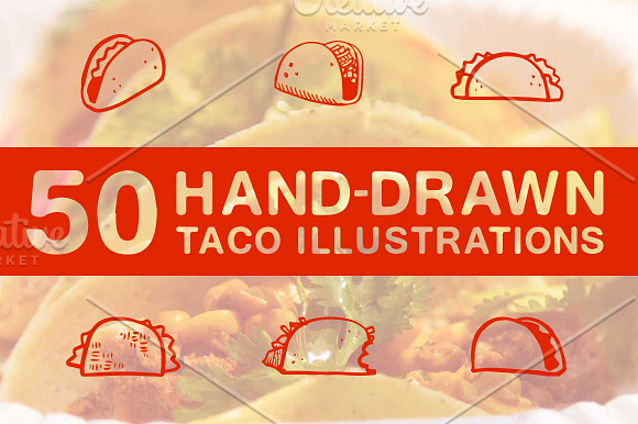 50 Hand-Drawn Taco Illustrations in Illustrations - product preview 2