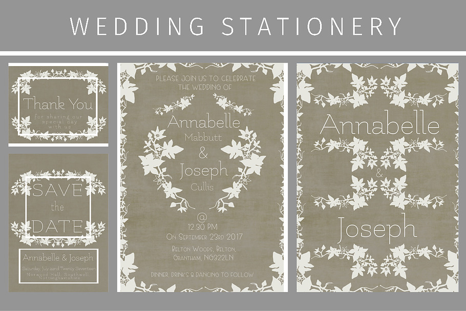 Ivy wedding Stationery in Wedding Templates - product preview 8
