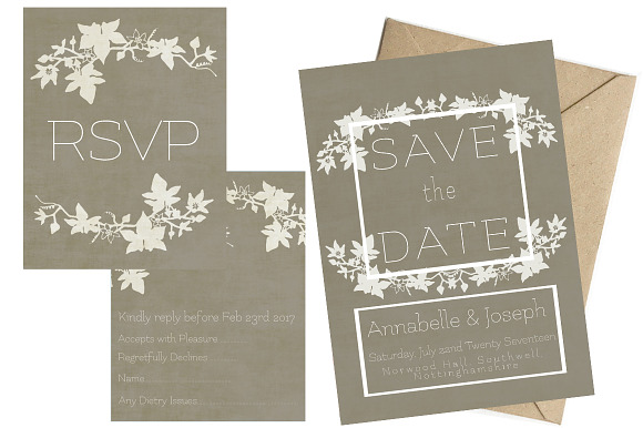 Ivy wedding Stationery in Wedding Templates - product preview 3