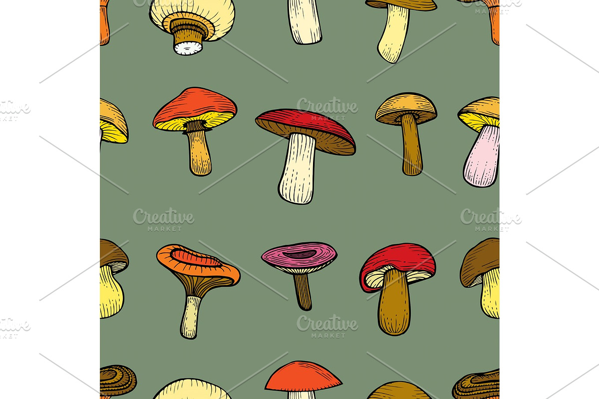 seamless pattern with mushrooms. in Objects - product preview 8