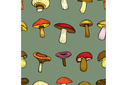 seamless pattern with mushrooms.