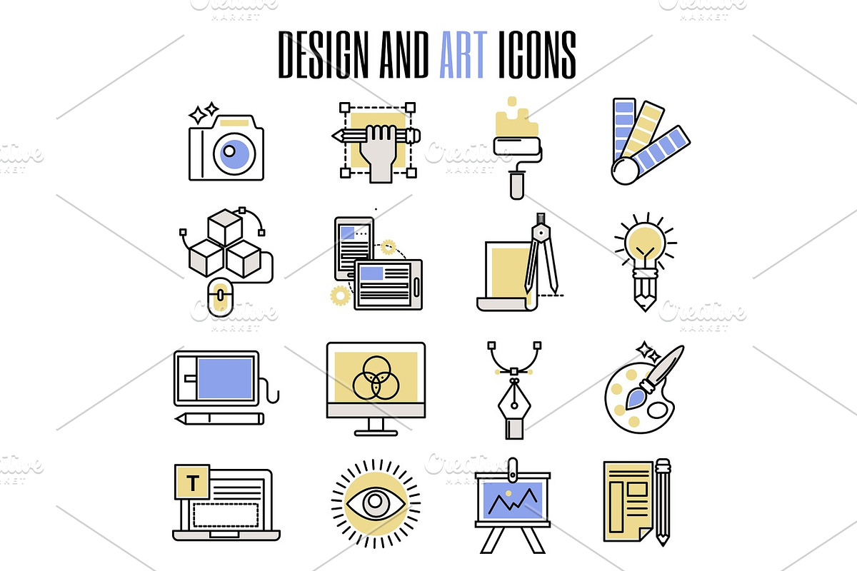 Design and art icons in flat design artistic entertainment symbols graphic color creativity collection vector illustration. in Objects - product preview 8