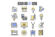 Design and art icons in flat design artistic entertainment symbols graphic color creativity collection vector illustration.