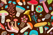 Leaves and Mushrooms Pattern