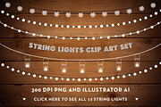 String Lights Clip Art Set - PNG, AI