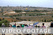 Tourists look at the Jerusalem Old City timelapse