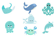 Cute sea creatures set