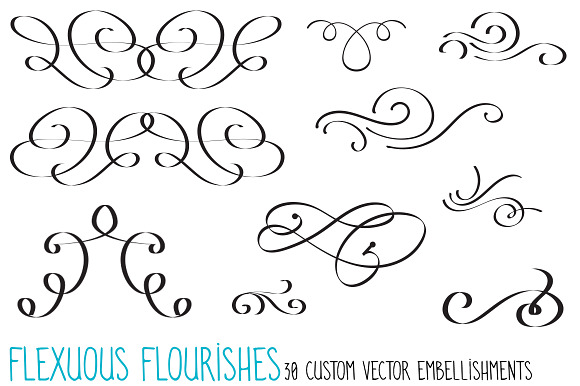 Flexuous Flourishes - Bundle of 30 in Illustrations - product preview 3